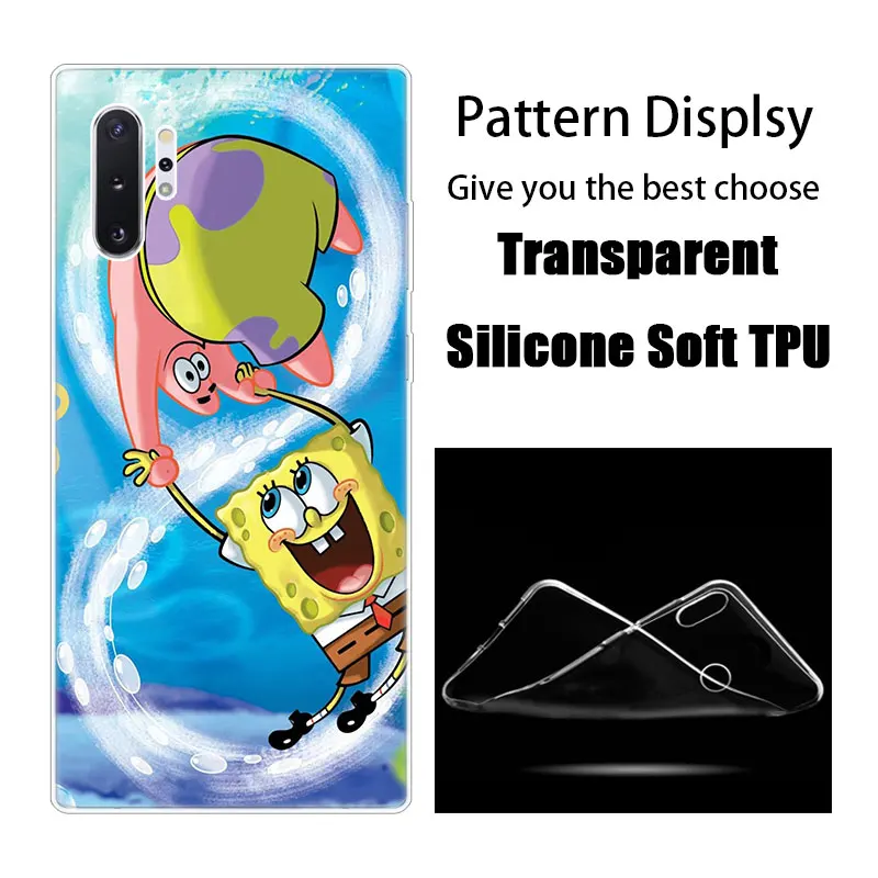 004 Милая мультяшная Губка Боб Чехол Для samsung Galaxy S10E S10 5G S9 S8 S7 Edge Note 10 плюс 9 A9 A8 A7 A6 плюс A5 TPU Защитный чехол - Цвет: 004