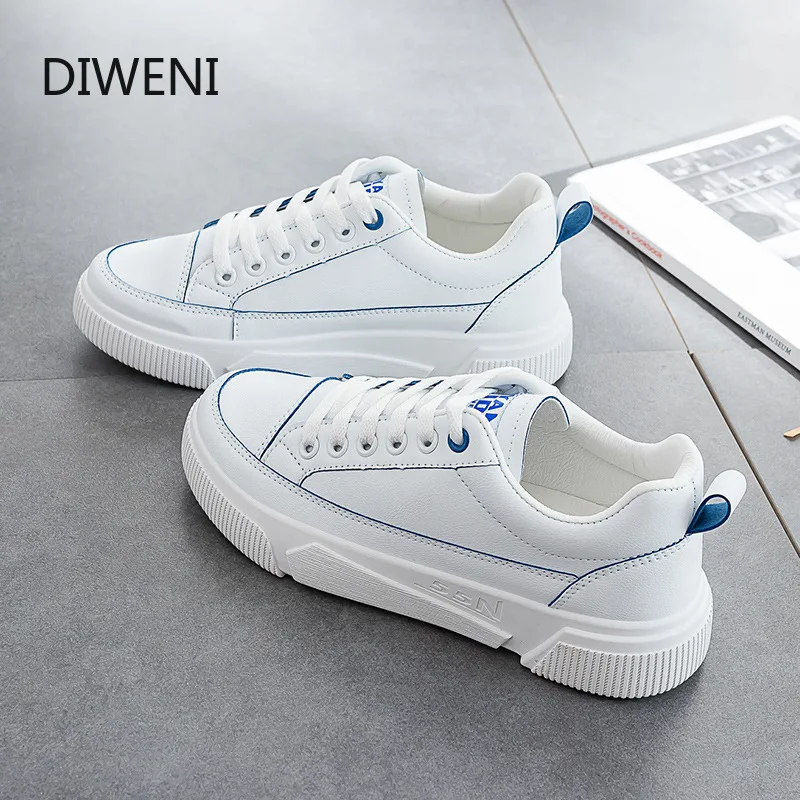 

Women Sneakers Fashion Breathble Vulcanized Shoes Women Pu leather Platform Shoes Women Lace up Casual Shoes White sneaker N231
