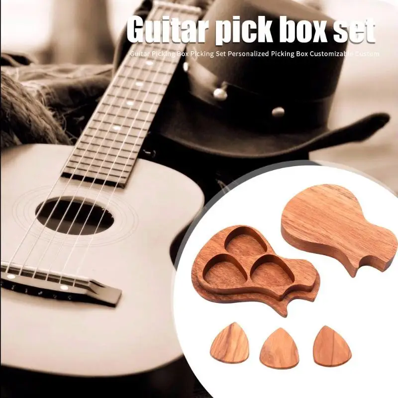3 шт. Гавайская гитара деревянные шпажки креативный Plectrum музыкальный инструмент палочки+ 1 коробка для хранения аксессуары
