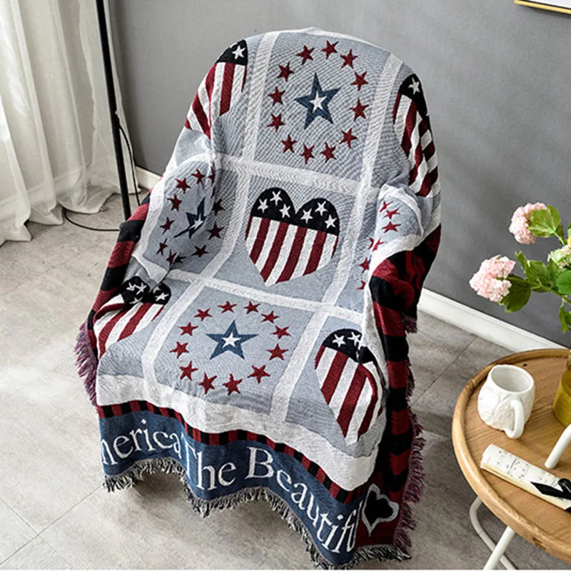 Американский флаг пледы одеяло Slipcover сердце Cobertor диван покрытие нескользящее сшитое одеяло s рождественские украшения для дома