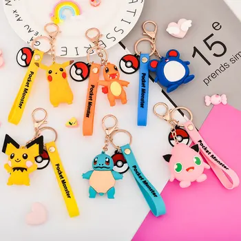 

Pokemon Cartoon Anime Pikachu Keychain Couple Male and Female Keychain Cute Car Key Ring Children School Bag Pendant Keyrings