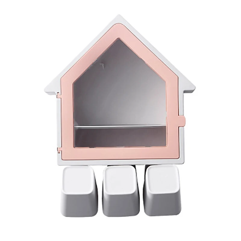

Small House Toothbrush Holder Wall-Mounted Double Storage Rack Cup Holder Set
