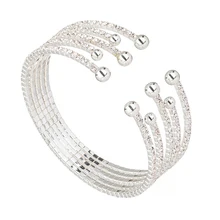 YFJEWE вечерние свадебные аксессуары, массивные ювелирные изделия в богемном стиле, винтажный браслет с серебряными кристаллами, Открытый браслет для женщин B248