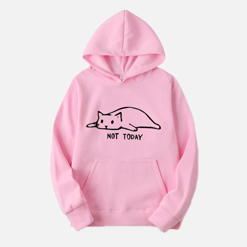 Pink-Black Letter Женские толстовки Kawaii cat для мужчин не сегодня забавная толстовка с рисунком для мужчин/женщин Harajuku мода унисекс Sudadera Mujer - Цвет: Pink-Black Letter