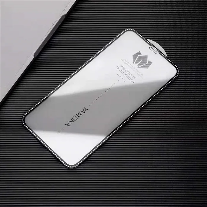 Роскошная блестящая Алмазная пленка из закаленного стекла для iPhone 11 Pro MAX XR XS MAX X6 6S 7 8 Plus, защита экрана, полное покрытие, стеклянная пленка - Цвет: White