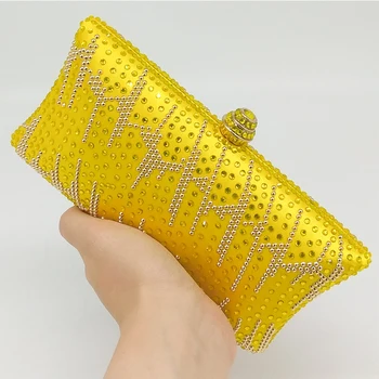 

Luxury Yellow/Green/Silver Color Silk Crystal Women’s Clutch Purse Evening Chain MIini Shoulder Diamond Crossbody Handbags