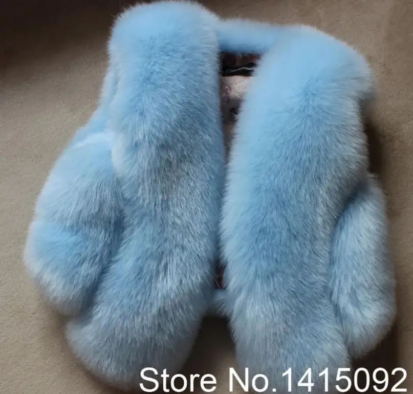 light blue ; зимний модный теплый детский жилет из искусственного меха; жилет из искусственного лисьего меха; плотная детская одежда Modis; жилет; Y1897 - Цвет: light blue