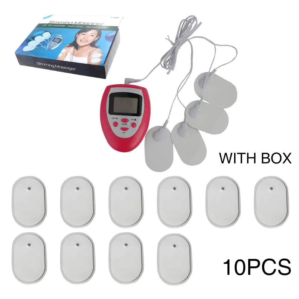 with box 10 pads Электронные стимуляторы для мышц, устройство для физиотерапии, миостимулятор, импульсный массажер, машина для похудения на низкой частоте - Цвет: with box 10 pads