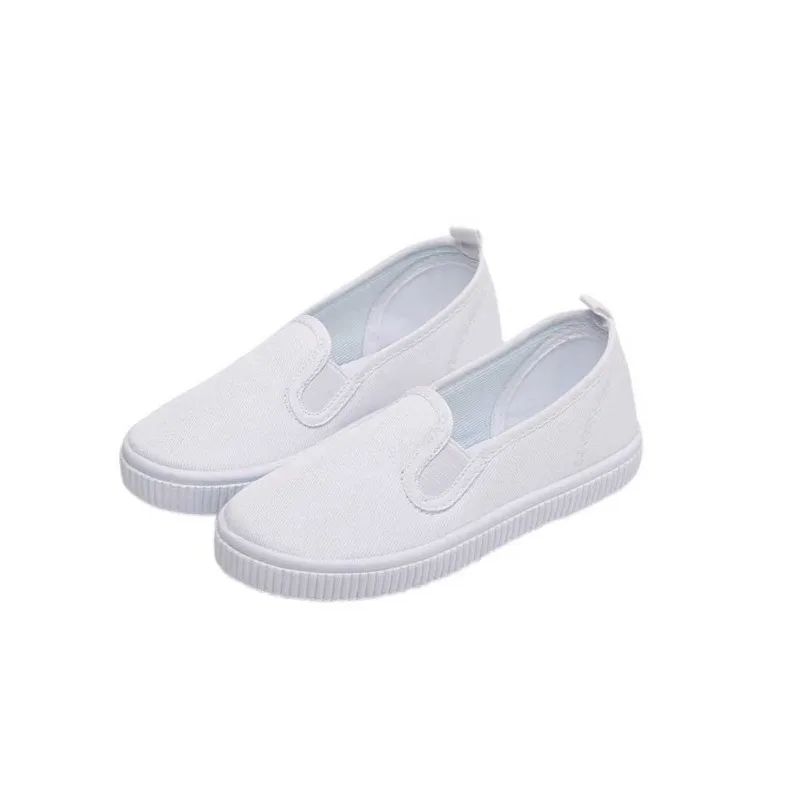 Baby Shoes Children Students White Shoes Boys And Girls Canvas Dance Performance Sports White Shoes