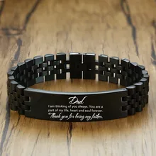 Vnox, папа, я думаю о вас, всегда браслеты для мужчин, черные, нержавеющая сталь, на запястье, цепь, pulseira, на заказ, гравировка, аксессуар