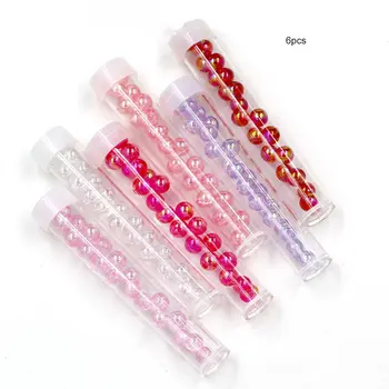 

6PCS/SET Colorful Glass Big Hole Beads Diy Jewelry Making Material Kristal Perles Round Smooth Beads DIY Craft Material