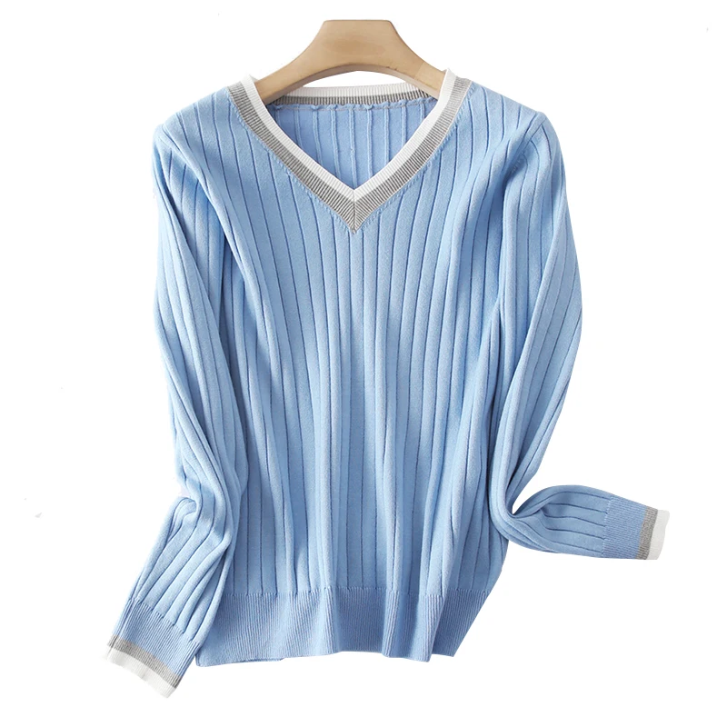 Горячая Распродажа, Новое поступление, Женский кашемировый шерстяной свитер, Женский контрастный Основной цветной пуловер с длинным рукавом
