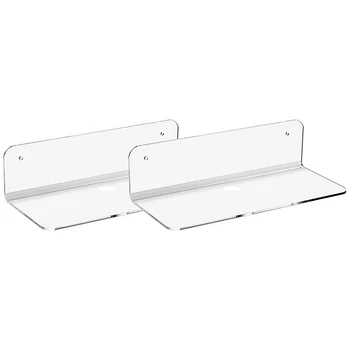 

Floating Shelves Set of 2 with Cable Clips-Easily Expand Wall Space -Acrylic Small Wall Shelf for Bedroom, Bathroom