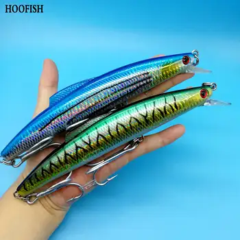 

HOOFISH 2PCS/LOT Big minnow lure 95g/185mm 4colors Long Cast Sinking fishing Lure 3D eyes Plastic Bait fishing tackle