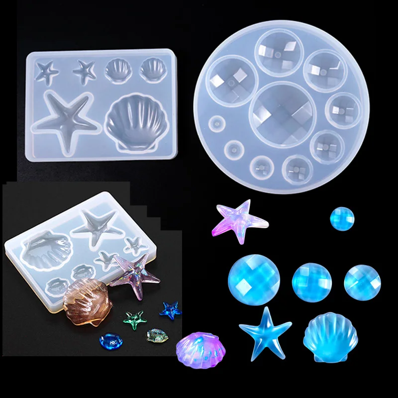 1 Pieces Diamond Ball Stone Starfish Shell Shaped Jewelry Tool Jewelry Mold UV Epoxy Resin Silicone Molds For Making Jewelry 40g glass beads colorful crushed stone resin filler diy epoxy resin mold fillings nail art decor crafts crystal epoxy resin tool