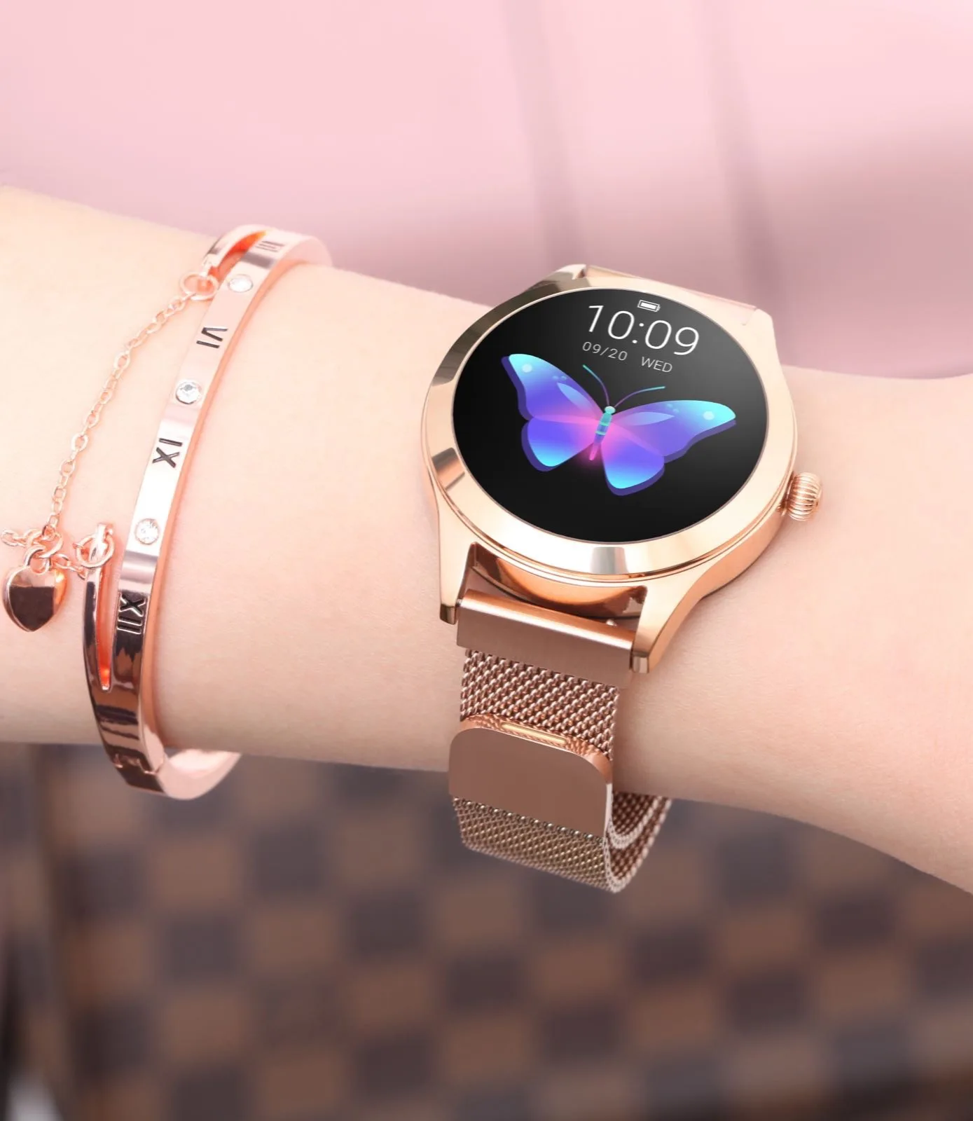 

New Products Kw10 Female Smart Bracelet IP68 Waterproof Sports Step Count Heart Rate Blood Pressure Holiday Gift Watch