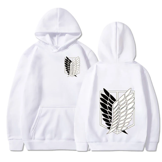 Anime Hoodie Attack on Titan Hoodied Long Sleeve Streetwear Harajuku Sweatshirt Men/Women Unisex Sport Hoody Oversized Tops White3