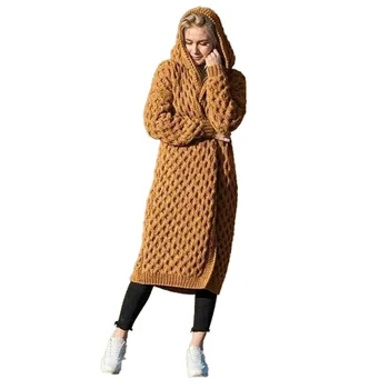 

Cardigan Plus Size Women Knitted Sweater S-5XL Autumn Casual Solid Open Stitch Cardigans Coat Hooded Sweater Women Clothing Coat