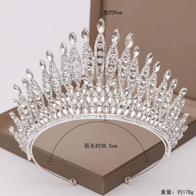 Silver Свадебная Корона, свадебный головной убор, серебро, стразы, Кристалл, диадема, Королевская корона, принцесса, диадемы, ювелирные изделия, свадебные аксессуары для волос - Окраска металла: Silver