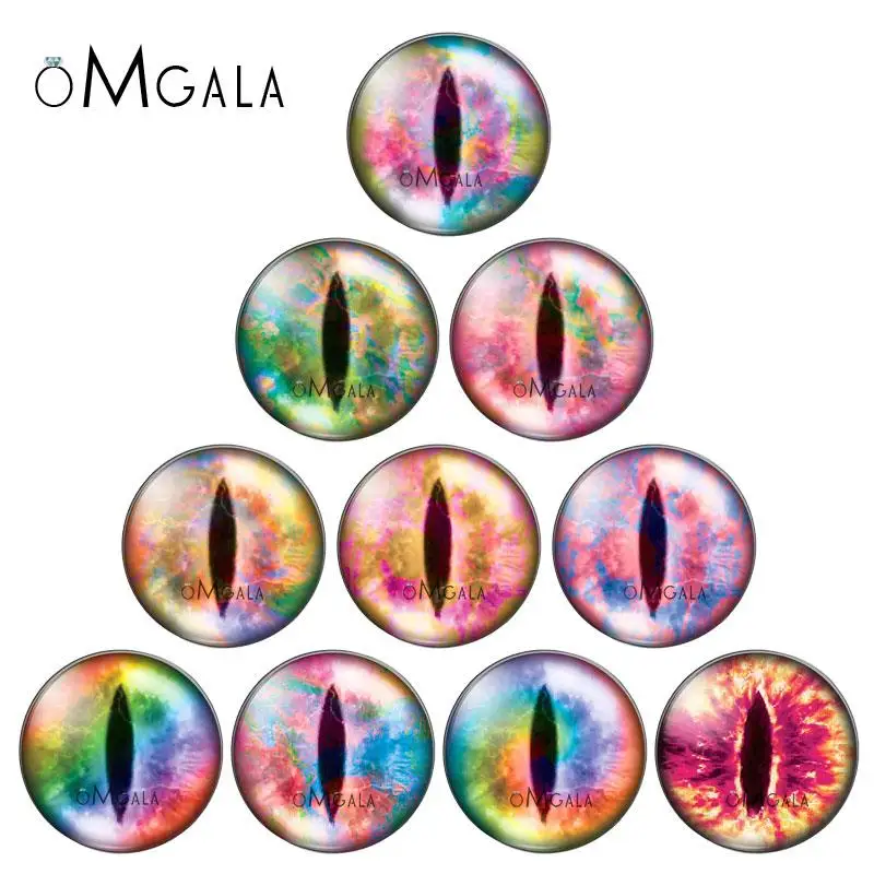10pcs Colorful Dragon Cat Toys Eyes 8/10/12/14/16/18mm/20mm/25mm Round photo glass cabochon demo flat back Making findings | Украшения и