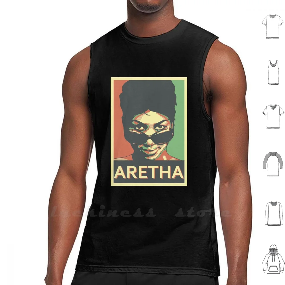 Aretha Franklin Shades Canotte Gilet 100% Cotone Aretha Franklin Franklen Diva Singer Soul Rock Female