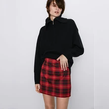 ZA новая клетчатая мини-юбка Женская модная осенняя и зимняя красная клетчатая британская мини-юбка Европа и Америка Горячая Распродажа