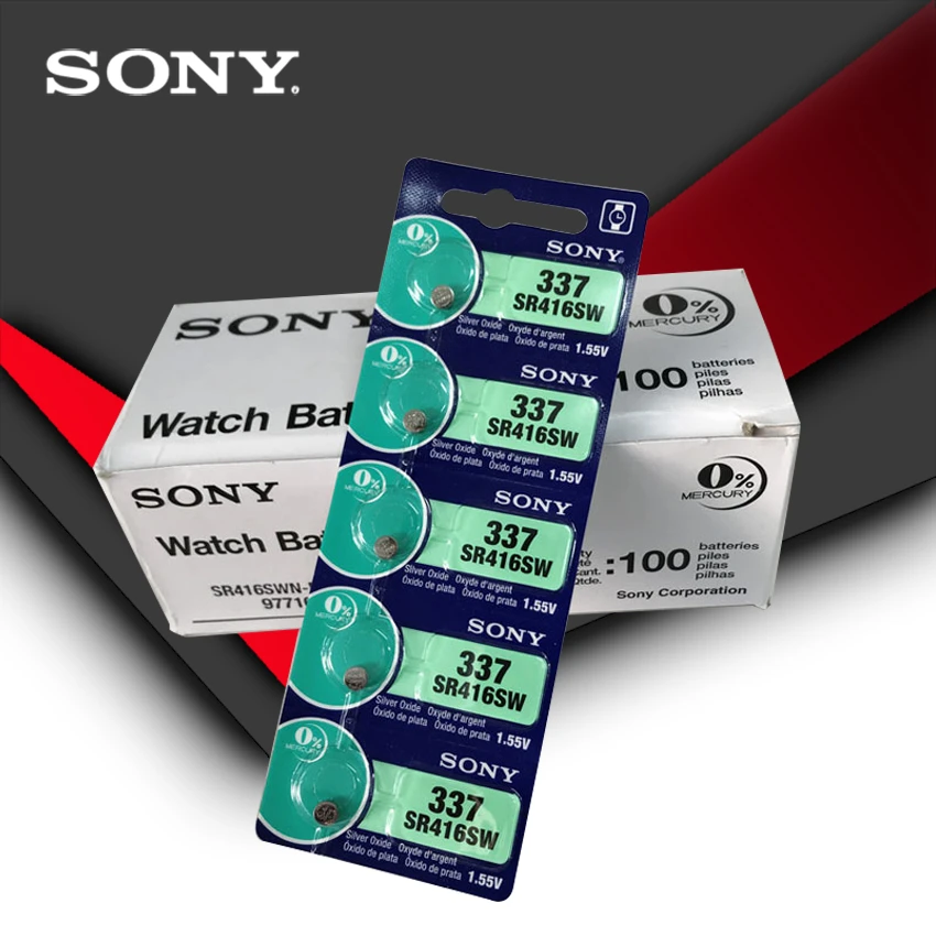 100pc Sony 100% Original 337 Sr416sw 1.55v Silver Oxide Watch Battery  Sr416sw 337 Button Coin Cell Made In Japan - Button Cell Batteries -  AliExpress