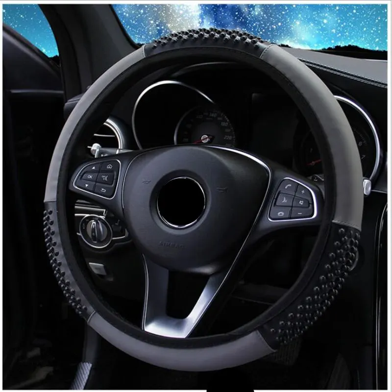Massage granule Wheel Cover PU leather Car Steering Elastic Hubs Universal DIY Accessories Anti-Slip Soft | Автомобили и