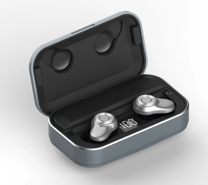 Silver HATOSTEPED Bluetooth 5,0 наушники бас Спортивные Беспроводные наушники с 3500 мАч зарядная коробка HIFI Звук Handsfree игровые наушники - Цвет: Silver