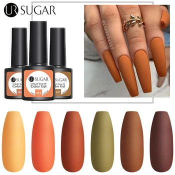 

UR SUGAR 7.5ml Matte Top Coat Color Gel Nail Polish Set Kit Blue Purple Series Nail Art Soak Off UV Gel Polish Set for Nail Art