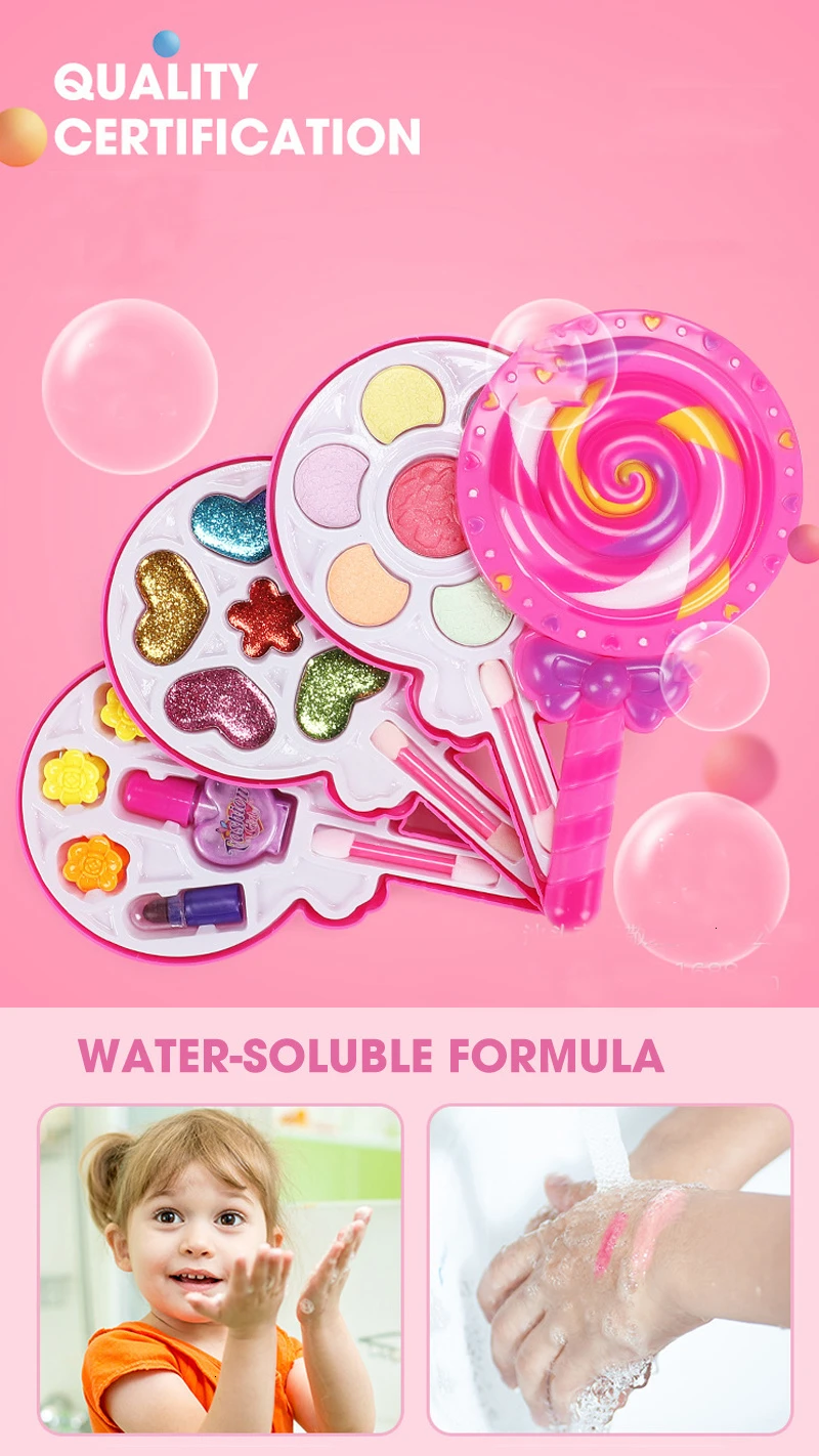Ролевые игры игрушки для макияжа безопасный нетоксичный макияж набор для детей набор косметический розовый принцесса модный косметический набор для девочек подарок