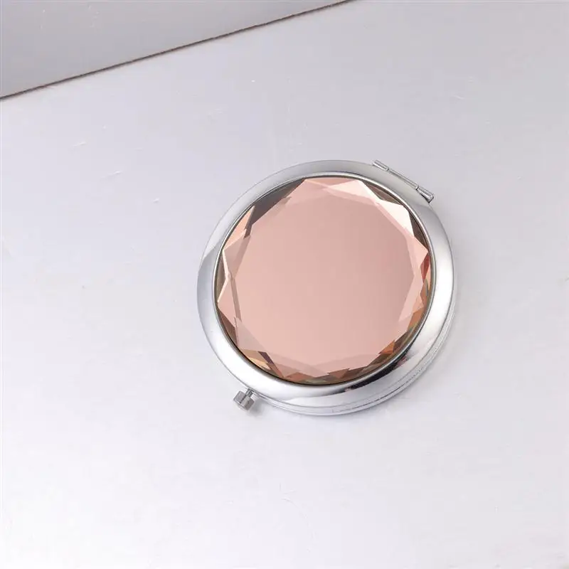 2Pcs Fashion Metal Crystal Cosmetic Mirror Folding Mirror Stylish Double Sides Mirror