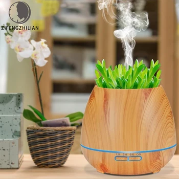 

Ultrasonic humidifier 500ml Aroma essential oil diffuser with wood grain 7 Color change LED lights for office home