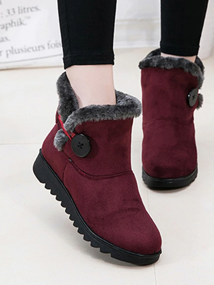 

Big size Female short Boots Winter Boots Woman Warm plush comfortable boots for women Retro Suede Snow Boots