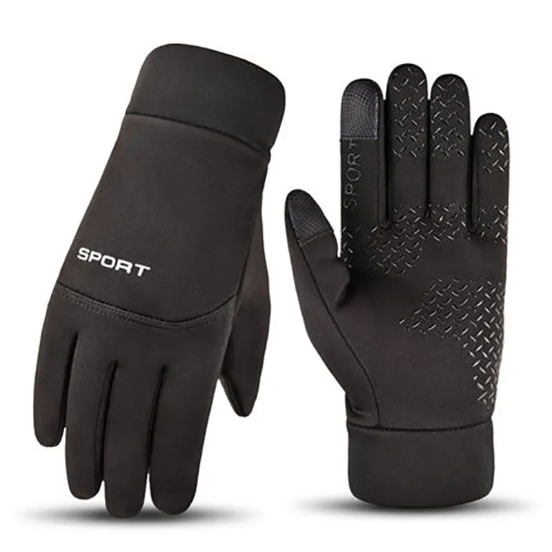 Зимние флисовые мужские и женские лыжные перчатки, ветрозащитные, тепловые, с сенсорным экраном, для спорта на открытом воздухе, Нескользящие, для велоспорта, сноуборда, теплые, снегоходные перчатки - Цвет: 1 sports gloves