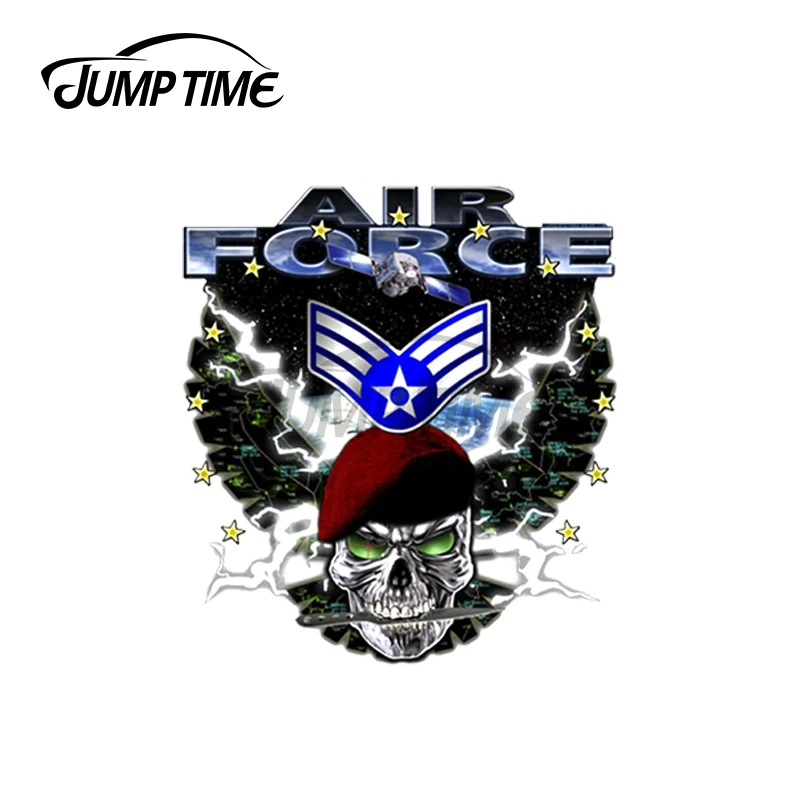 Jump Time 13X12Cm Per Air Force Skull Decal Laptop Rv Car Sticker Windows Ocwaterproof Scratch Personalità Car Styling
