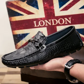 

Crocodile Pattern Cowpea Shoes Men's British Style Popular Casual Men's Shoes Fashion A Pedal Summer Lazy Leather Shoes