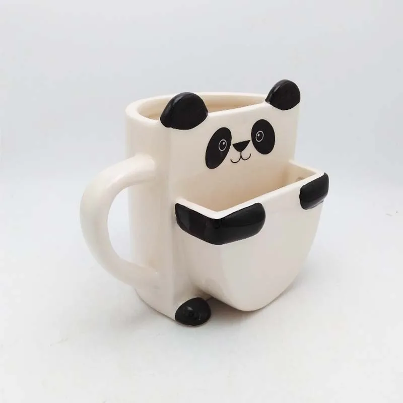 Прекрасный 3D мультфильм панда кофейные кружки двойное печенье керамические молочный чай чашки Творческий знак посуда для напитков рождественские подарки для детей ZL285