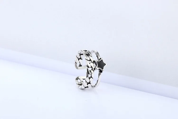 DIEERLAN Bijoux простой стиль 925 пробы серебряные кольца с большой звездой для женщин Подарки большие Регулируемые кольца на палец