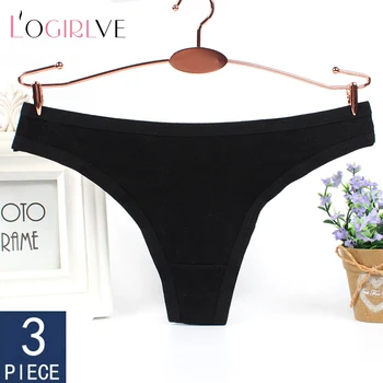 

Logirlve 3-pack Ladies Thongs, Pure Cotton Low-Waist, Pure Color Panties, T-pants, No Trace Pants, XL XXL XXXL Size Briefs