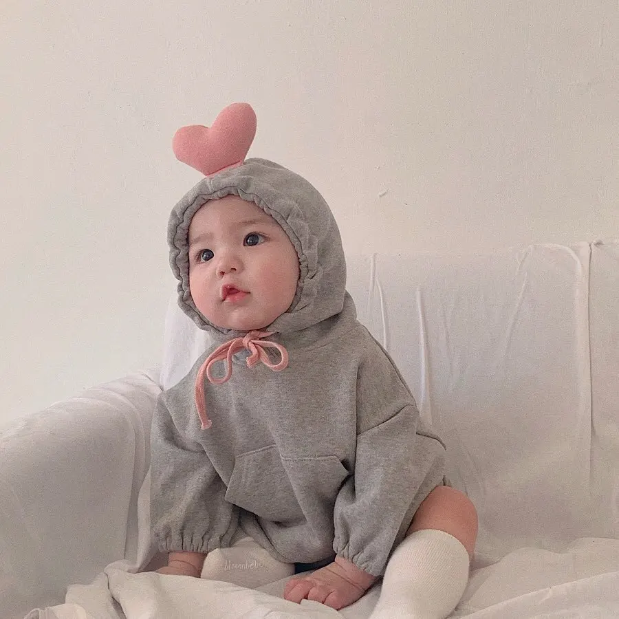 

JOYINPARTY 2020 baby clothing cute baby boys bodysuits hood infant girls bodysuit heart style baby bodysuit