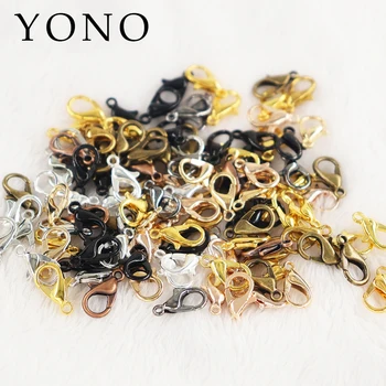 

100pcs 10 Color High Quality Mixed 10/12/14/16 mm DIY Lobster Clasps for Bracelets Necklaces End Connectors For Jewelry Making