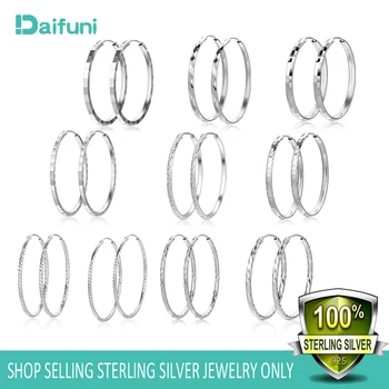 

New Trendy 925 Sterling Silver Eardrop Simple Fashion Circle 10 models Big Round Hoop Earring for Woman Fine Jewelry