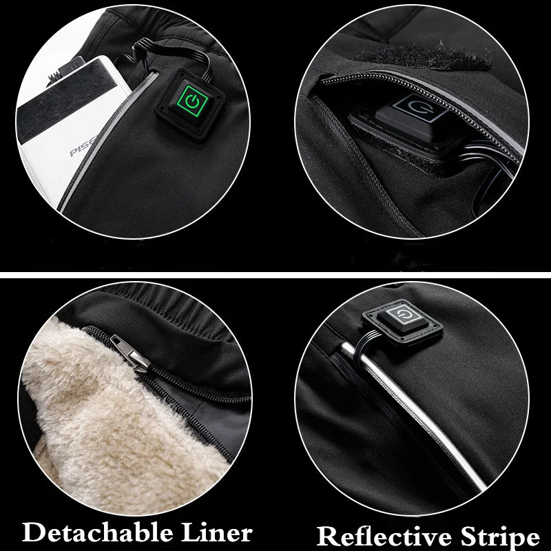 Pantalones calientes de calefacción de carga de invierno más terciopelo pantalones calefactados elé