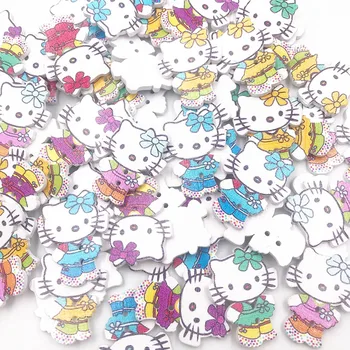 

10/50/100pcs Cats Kid's Sewing Wood Buttons 32mm Sewing Craft Mix Lots WB738