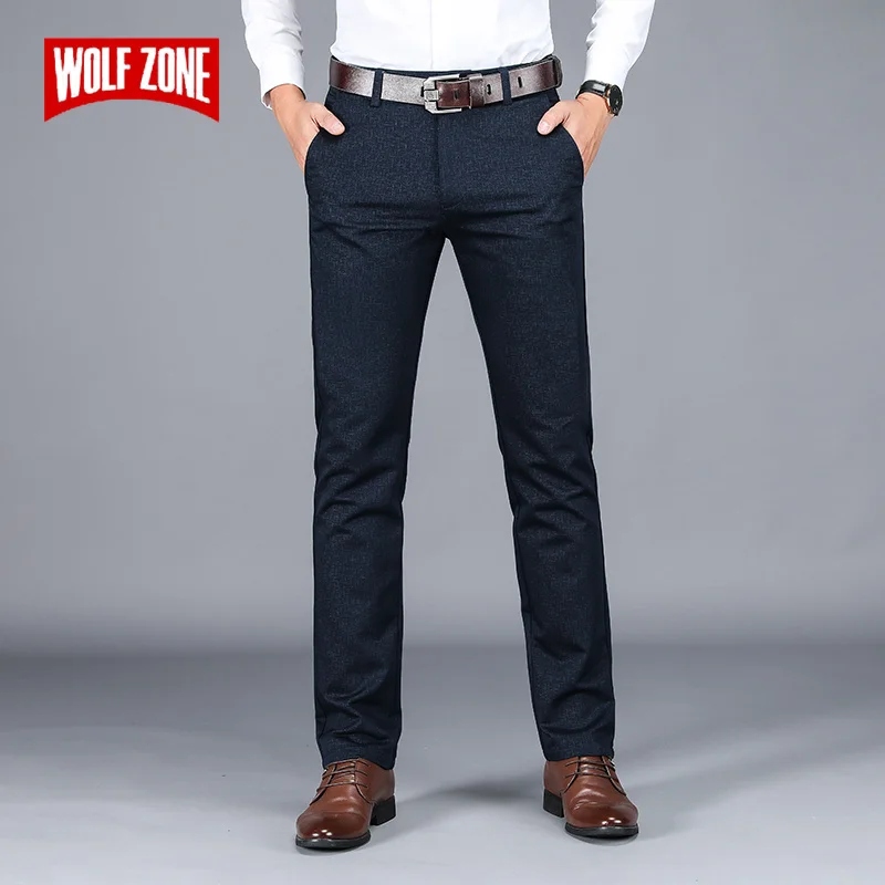 

2019 New Full Length Pants Classic Business Casual Pants Men Fashion Straight Stretch Mens Trousers Big Size