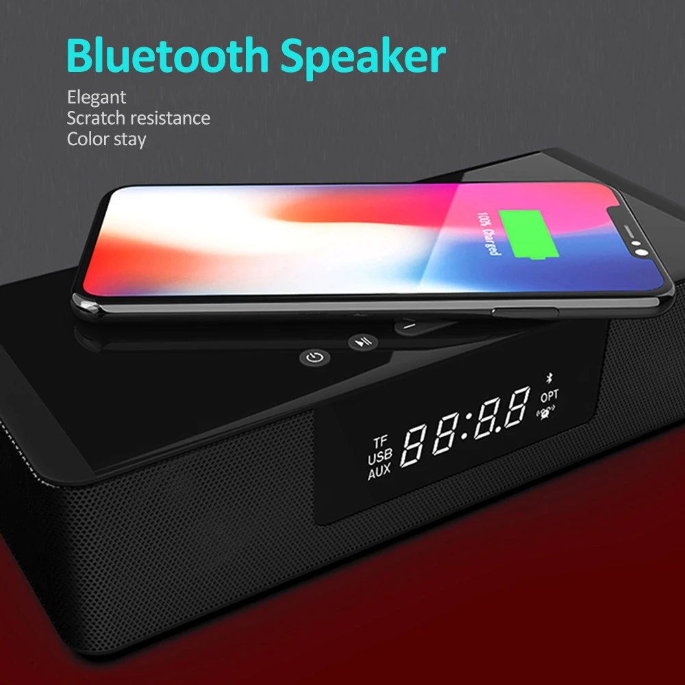 

multifunction bluetooth Speaker / Wireless Charger / FM Radio / Snooze Alarm Clock / USB Charger Port for IOS Android