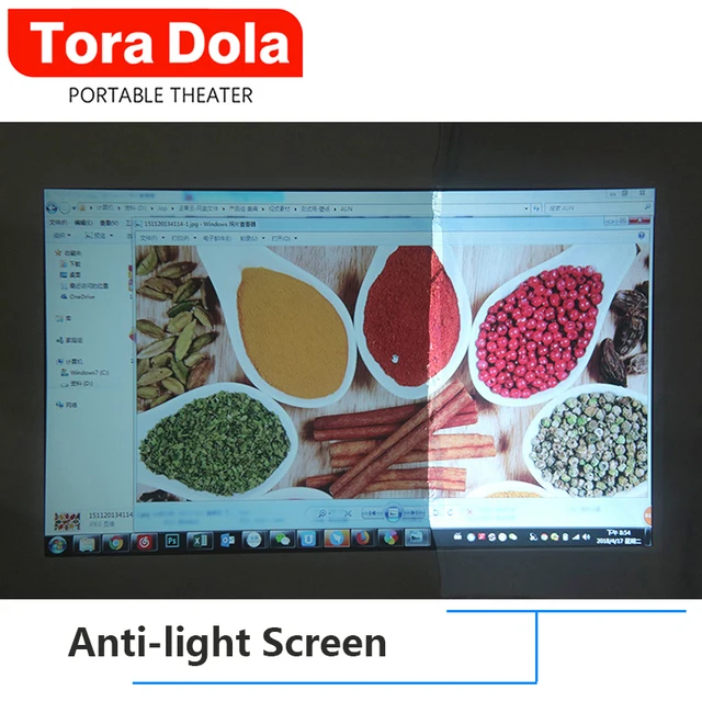 TORA DOLA Anti-light Screen 16:9 Reflective Fabric 60/100/120 Inch for LED Scattered Projector Screen For Full HD projector