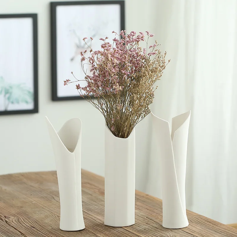 

Nordic Simple Starry Dried Flowers with Vases Creative Living Room White Porcelain Flower Table Hydroponic Ceramic Vase