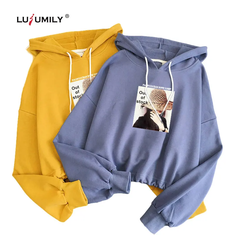 Lusumily Women Hoodie Sweatsh Long Sleeve Pocket Drawstring Hooded Casual Warm Oversized Pullovers Harajuku Loose Streetwear Top | Женская